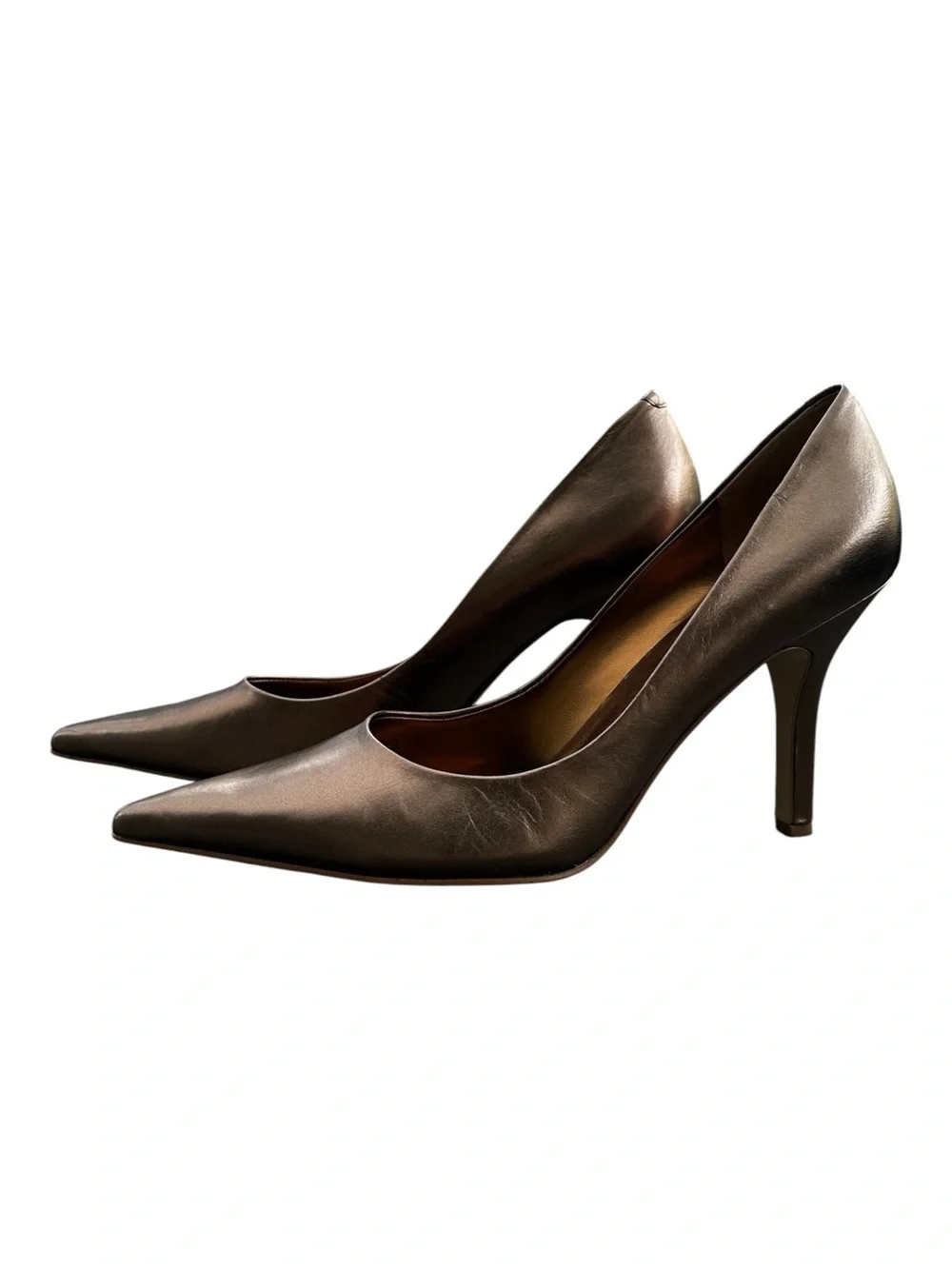 Nine West Barbe Metallic Gold Pointed Toe Pumps Size 6M Heel 4 Inch